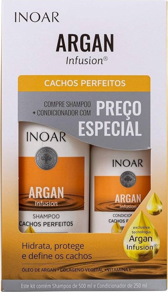 Inoar INOAR Argan Infusion Perfect Curls Duo Kit - banguotų ir garbanotų plaukų rinkinys 500 ml+250 ml