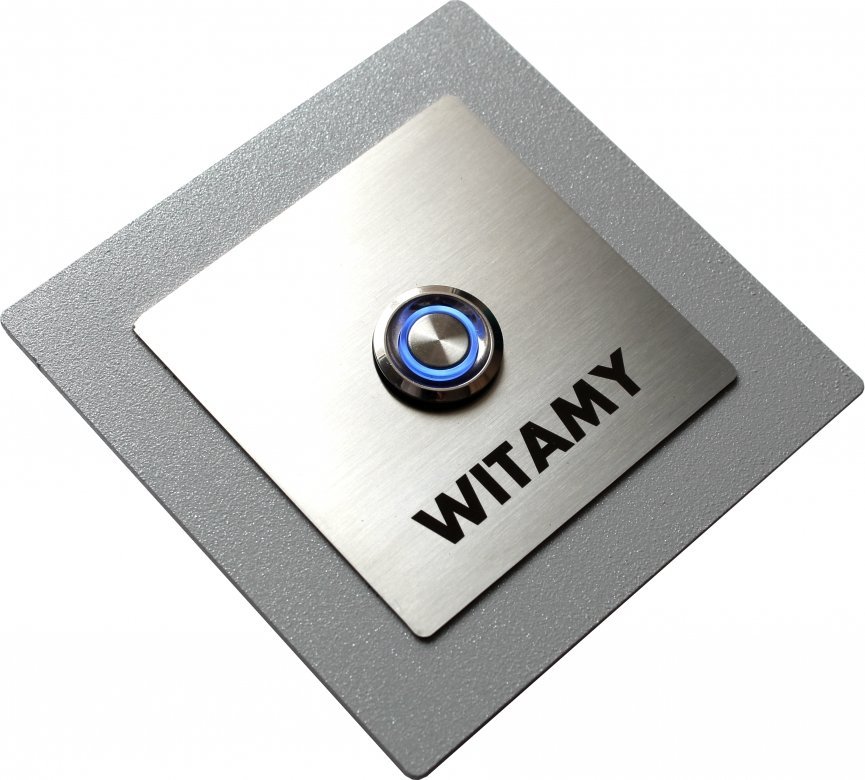 MT3CH Przycisk dzwonka do domofonu wyjścia wejścia furtki bramy drzwi Stal LED 9/12/24/230V 10x10 kwadrat srebrny