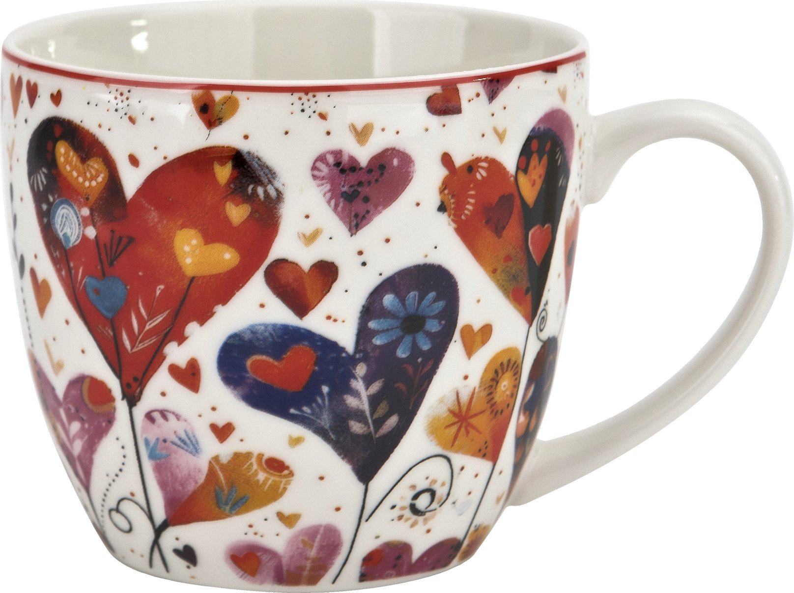 Kubek porcelanowy 460 ml Kolorowe Serca 1