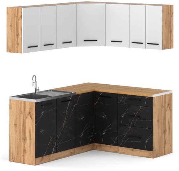 Kuchnia Narożna Nowoczesna Modułowa Z Blatem 3.2m Wotan Biały San Sebastian