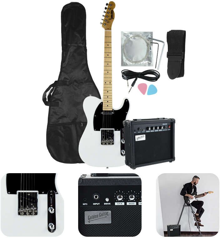 Gitara elektryczna - kompletny zestaw -Golden Guitar TEEG-30 Biała Telecaster one size
