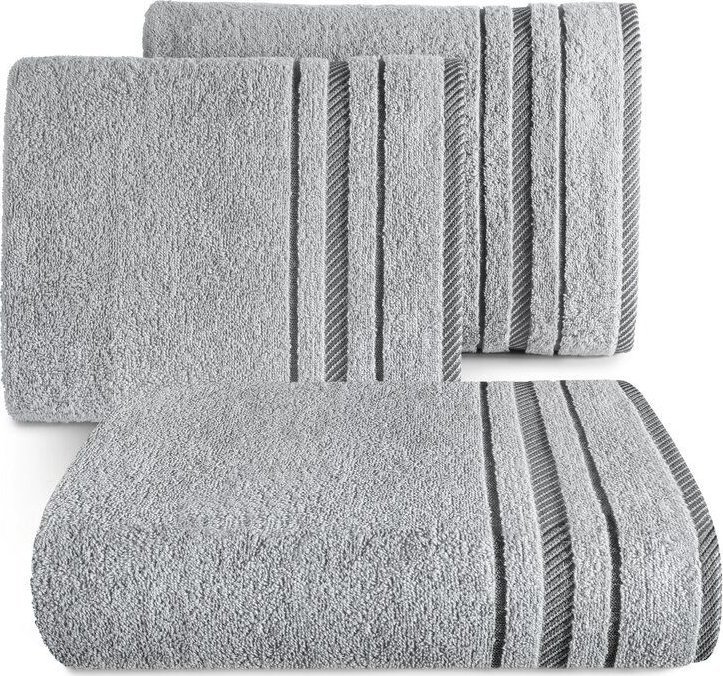 Eurofirany Ręcznik bawełniany z bordiurą KORAL 70X140 srebrny