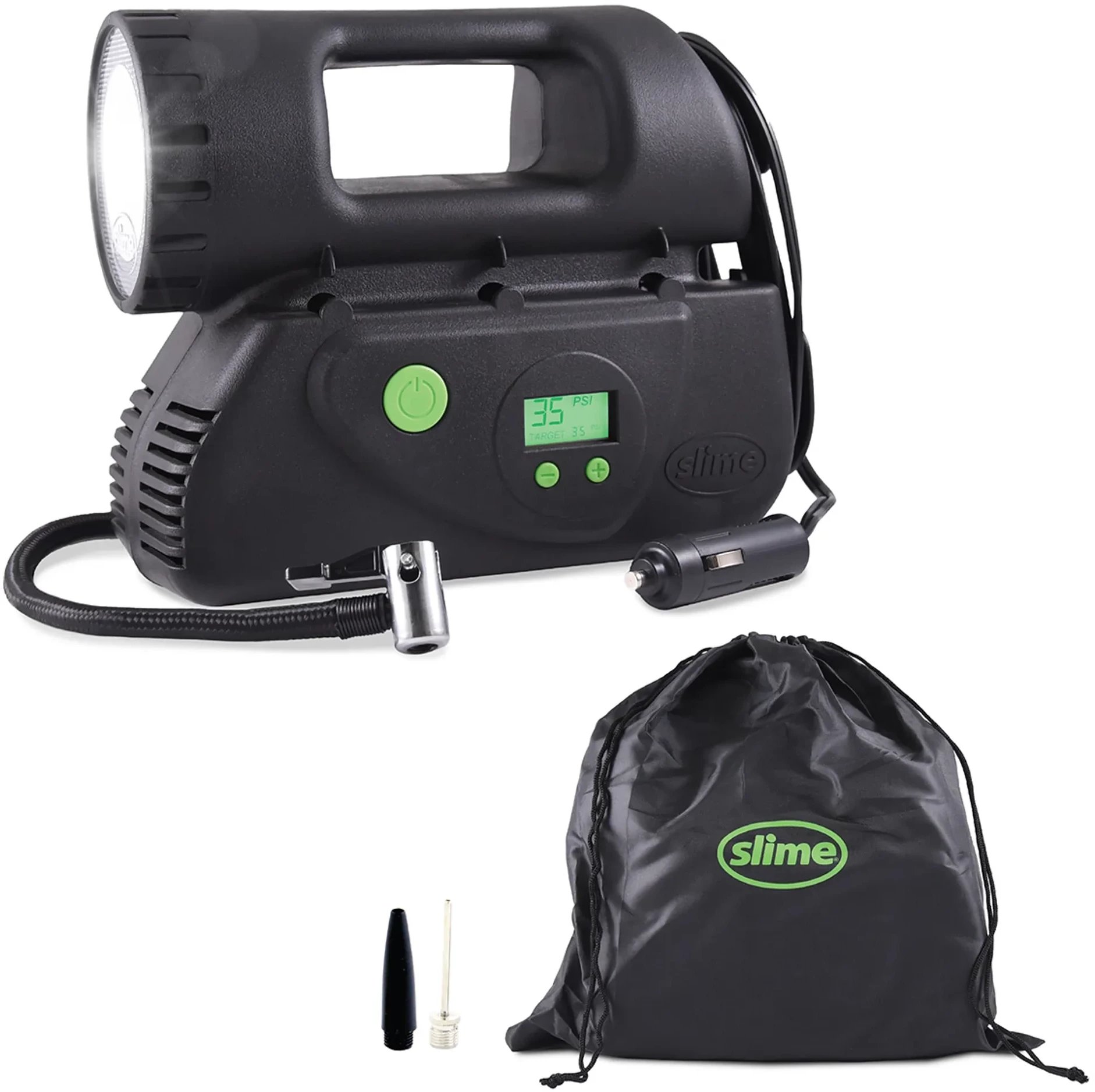 Kompresor samochodowy Slime Kompresor z diodą LED / cyfrowa pompka do opon Deluxe 12V Uniwersalny
