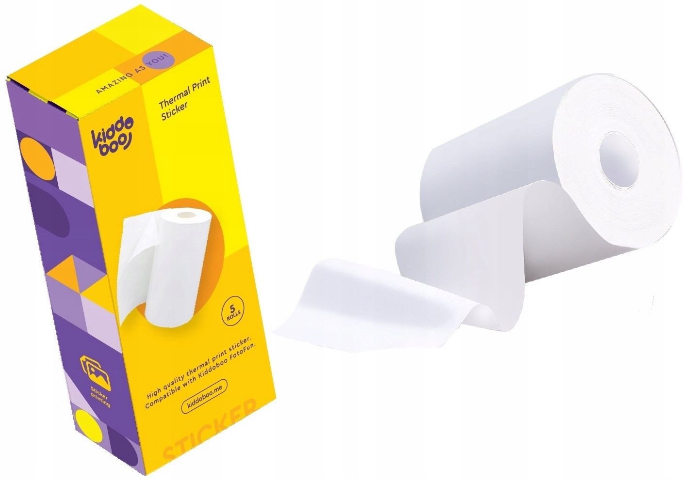 Papier Biały Wkład Etykiety Naklejka 5x Rolka 57mm x 6m Kiddoboo X2 P83 P80 / KBSTROLL