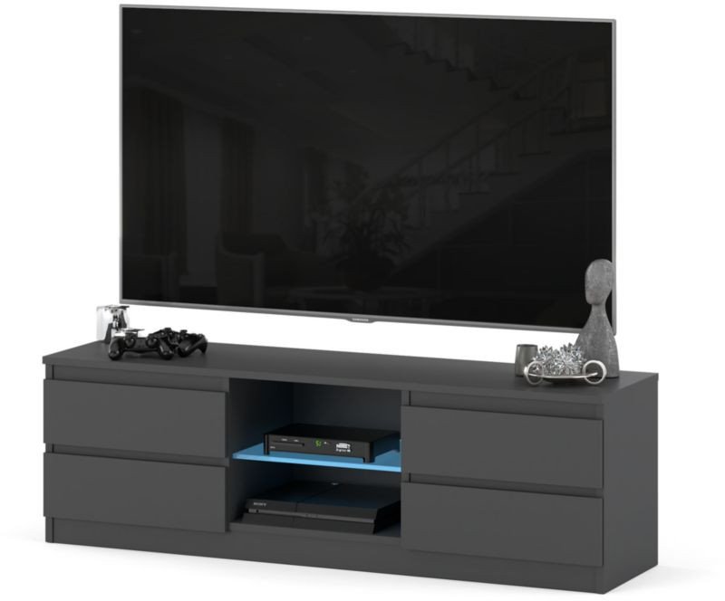 Szafka Rtv Nowoczesna 4 Szuflady 138cm Stolik Salon Sypialnia Quattro Szary