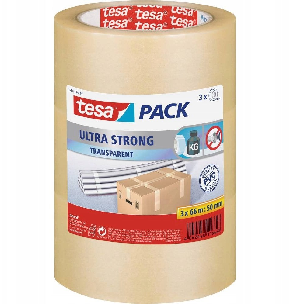 tesapack Paketband 3 Rollen transparent