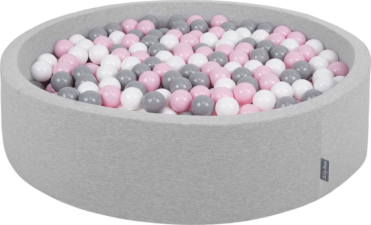 KiddyMoon Suchy basen okrągły z piłeczkami 7cm 120x30 jasnoszary: biały-szary-pudrowy róż 120x30/1000piłek Zabawka basen piankowy