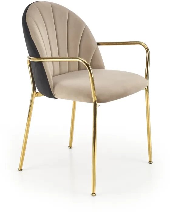 Krzesło tapicerowane K500 beżowe/czarne z podłokietnikami HALMAR