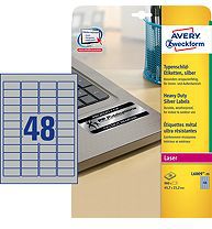Avery Zweckform Etykiety znamionowe, srebrne 45.7x21.2mm 20 arkuszy (L6009-20)
