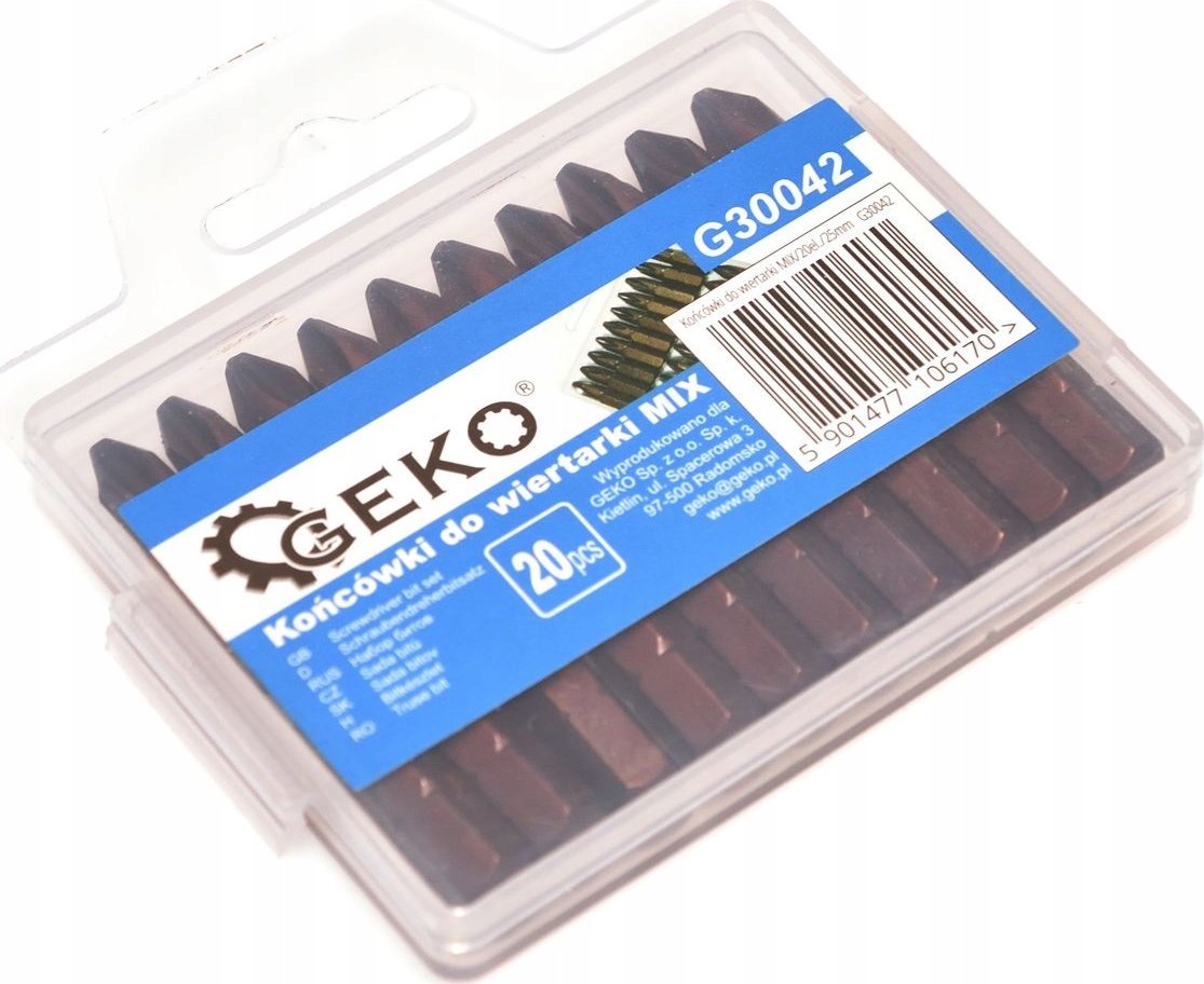 Geko Końcówki do wiertarki PH2 20szt 25mm (10/60/100)