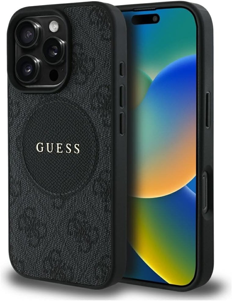 Etui Guess 4G Circle Classic Logo MagSafe do iPhone 16 Pro czarny