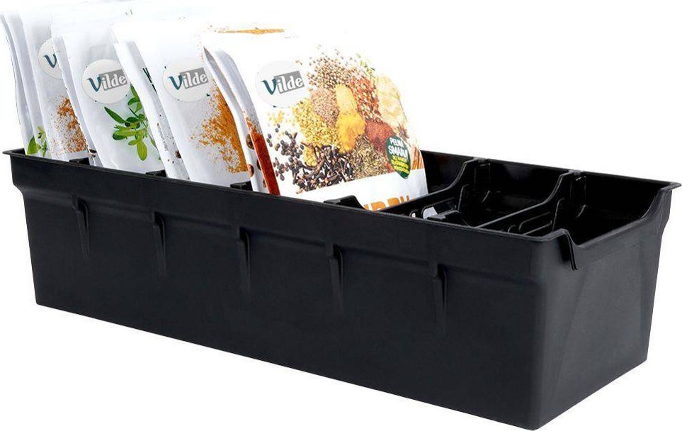Vilde Organizer pojemnik kuchenny na torebki z przyprawami czarny 30x13x8 cm