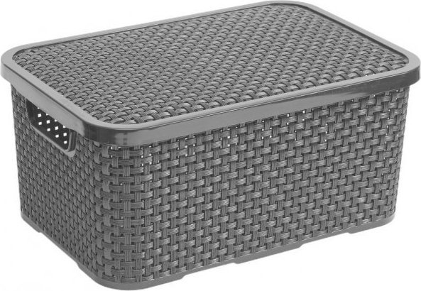 Branq BRANQ - Pojemnik z pokrywą - rattan - antracyt - 7 L