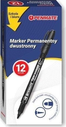 Marker dwustronny czarny (12szt) PENMATE