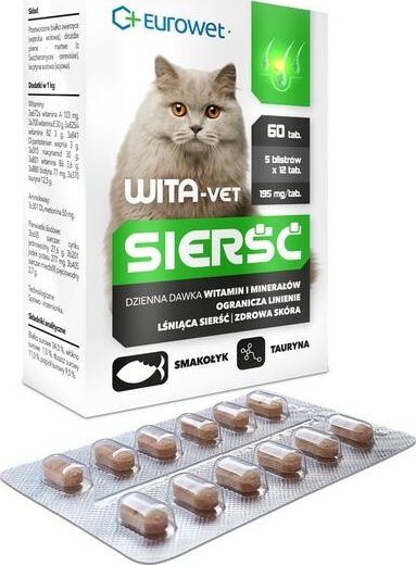 EUROWET WitaVet Witaminy Dla Kota Na Sierść 60tabl