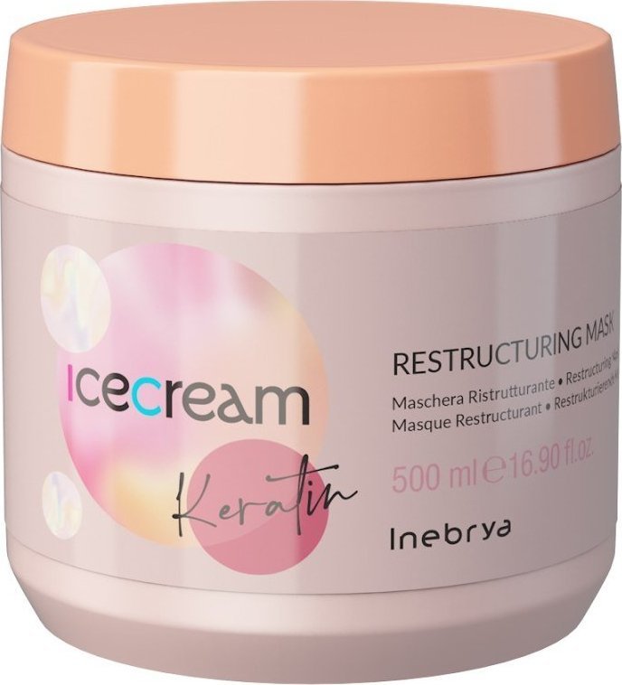 Inebrya Ice Cream Keratin keratynowa maska restrukturyzująca do włosów 500ml