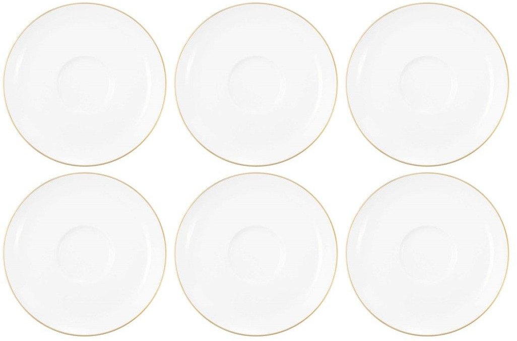 Zestaw 6 spodków 16,5cm biały ze złota linia porcelana Seltmann