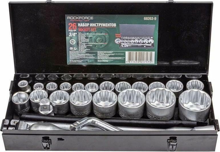 Zestaw narzędzi Rockforce ROCKFORCE ZESTAW KLUCZY NASADOWYCH 26el. 3/4" 12KĄT.