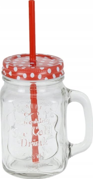 Słoik szklany z zakrętką i słomką do napojów 400 ml