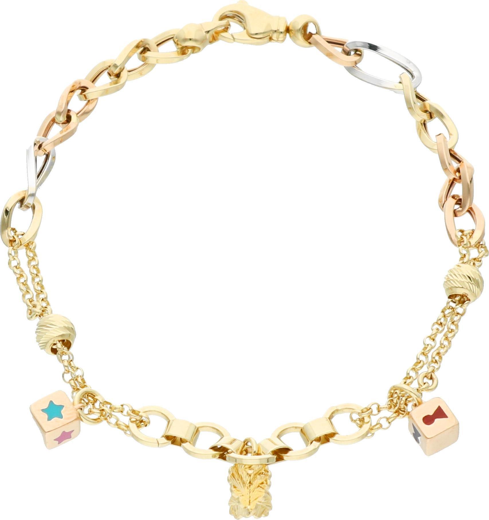 Rosanto Bransoletka w trzech kolorach złota z przywieszkami 19 cm 585 14k