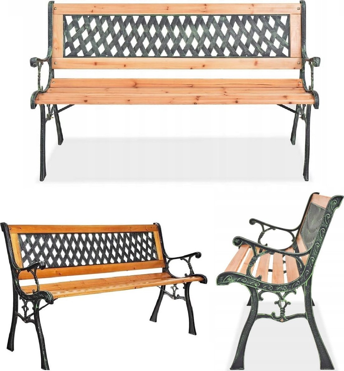 Elior Ławka drewniana ogrodowa z oparciem