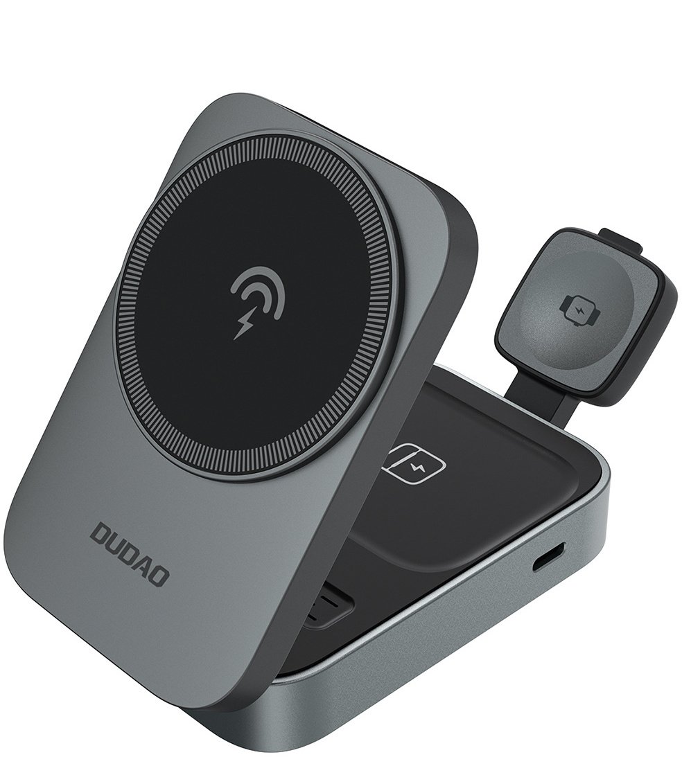 Ładowarka Dudao Stacja ładująca A11 3w1 indukcyjna MagSafe 15W - szara