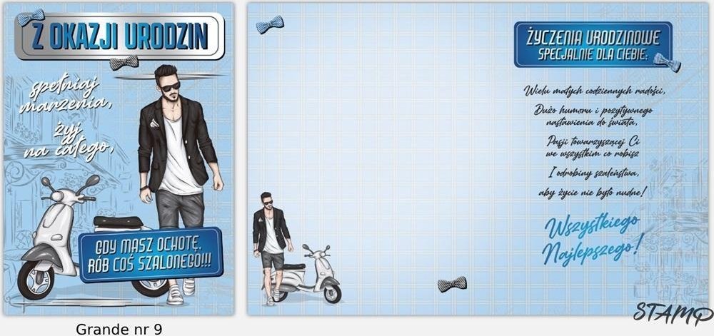 Karnet Grande + koperta wzór nr 09 Urodziny