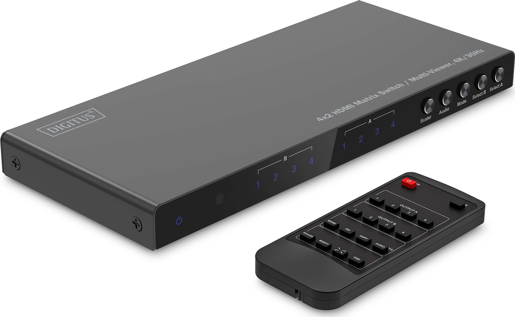 DIGITUS 4x2 HDMI Matrix / Multi-Viewer 4K/30Hz SPDIF Stereo RS232