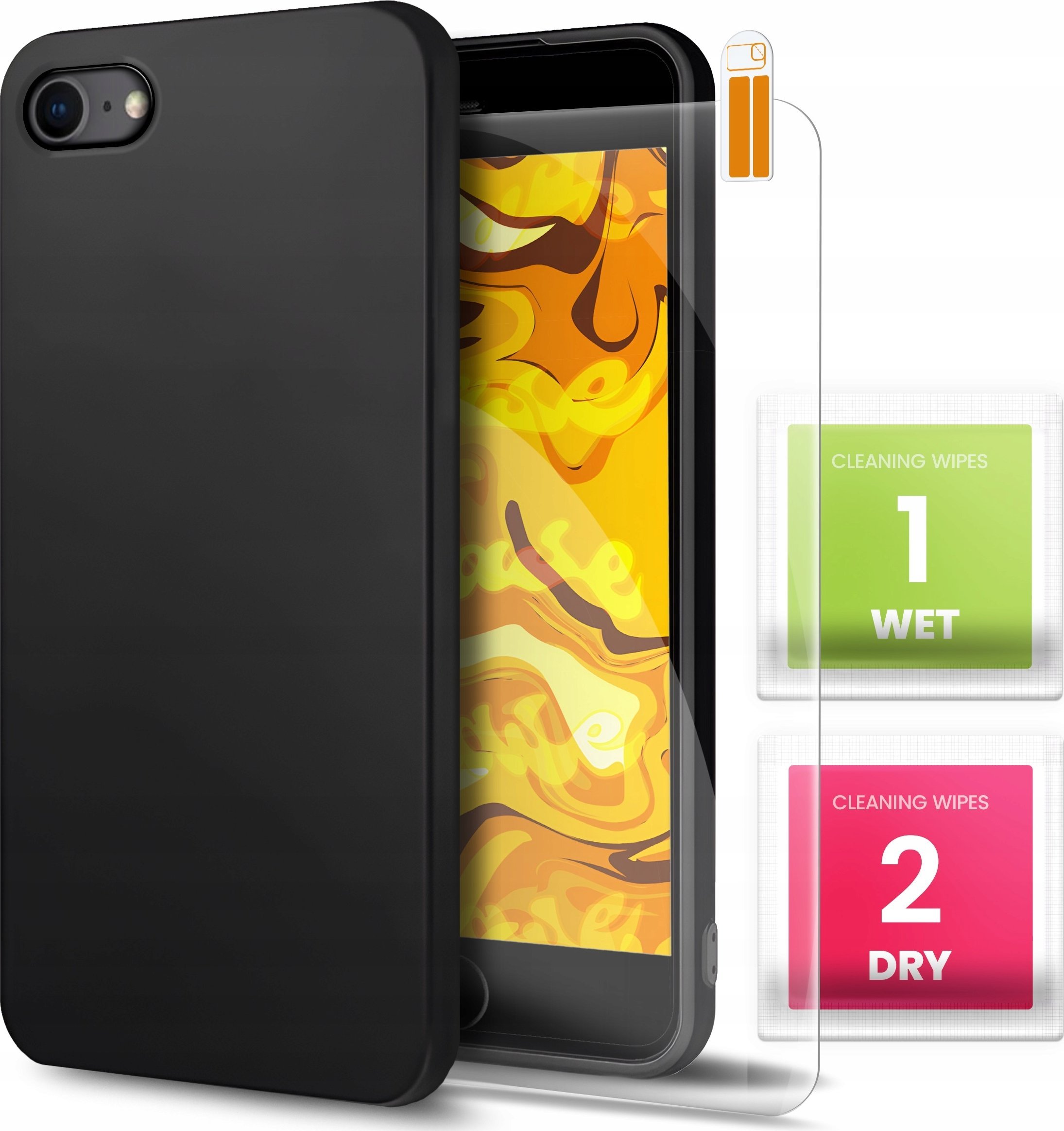 Hello Case Etui do Apple IPHONE 7 / 8 / SE 2020 (Czarne, Matowe, Obudowa Slim) SZKŁO