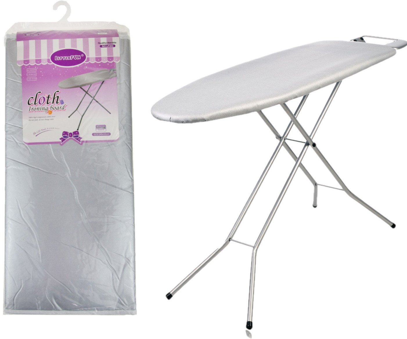 Top Gift TG56599 POKROWIEC NA DESKĘ DO PRASOWANIA metalizowany TEFLONOWA POWŁOKA szary