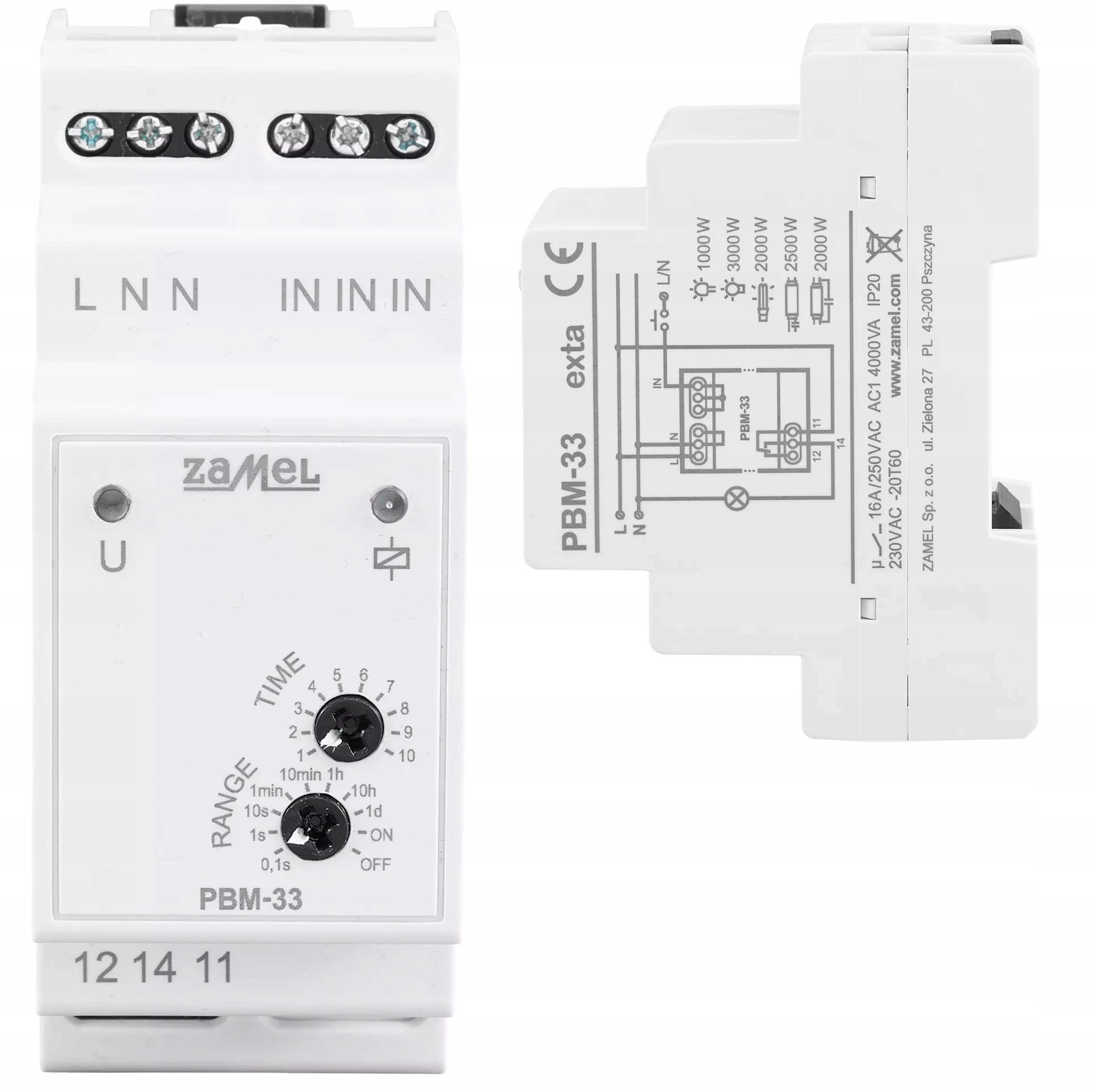 Przekaźnik bistabilny (impulsowy) przełączany w zerze funkcja ograniczenia czasowego 230V AC PBM-33 EXT10000310