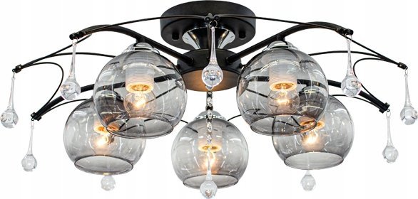 Lampa sufitowa Mdeco Jadalniana lampa sufitowa 1985/5 BL 8C nad stół chrom czarna