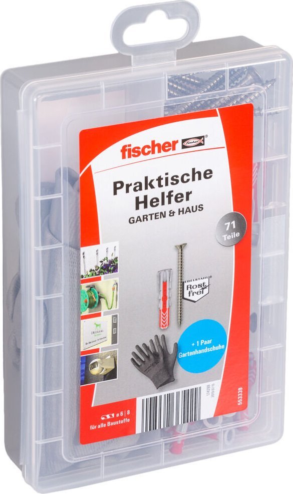 Fischer FISCHER practical helpers garden & house, dowels (light grey/red, 71 pieces)