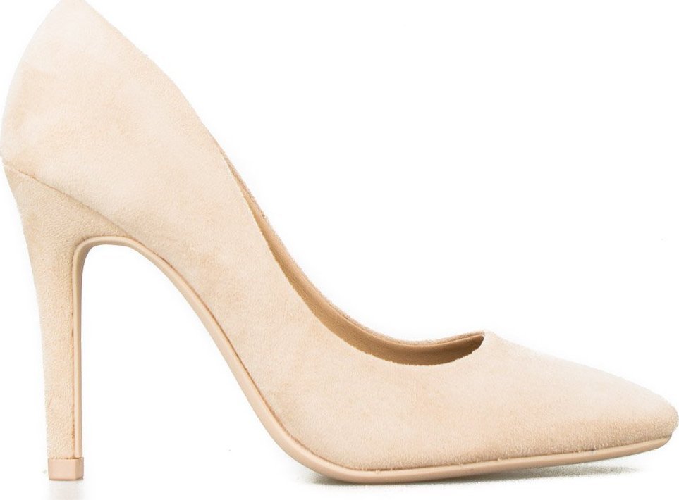 Wolski Szpilki wysokie zamszowe beżowe-40