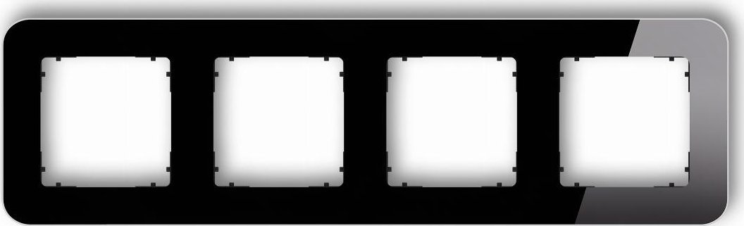 Karlik Ramka poczwórna Karlik Icon 12-12-IRSZ-4 uniwersalna zaokrąglona efekt szkła czarny mat