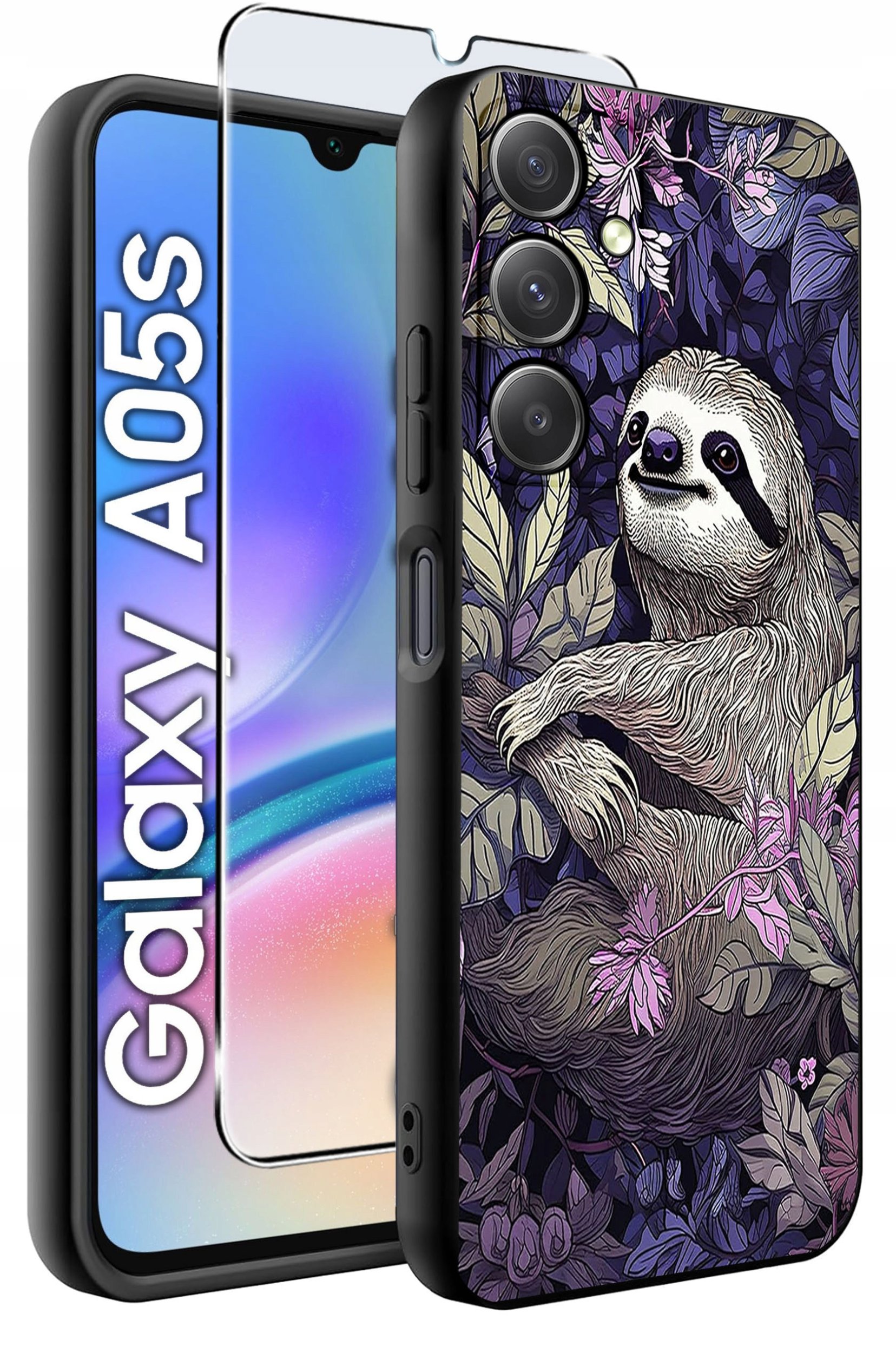 ETUI do Samsung A05s WZORY | SILIKONOWE MATT CASE + SZKŁO 9H