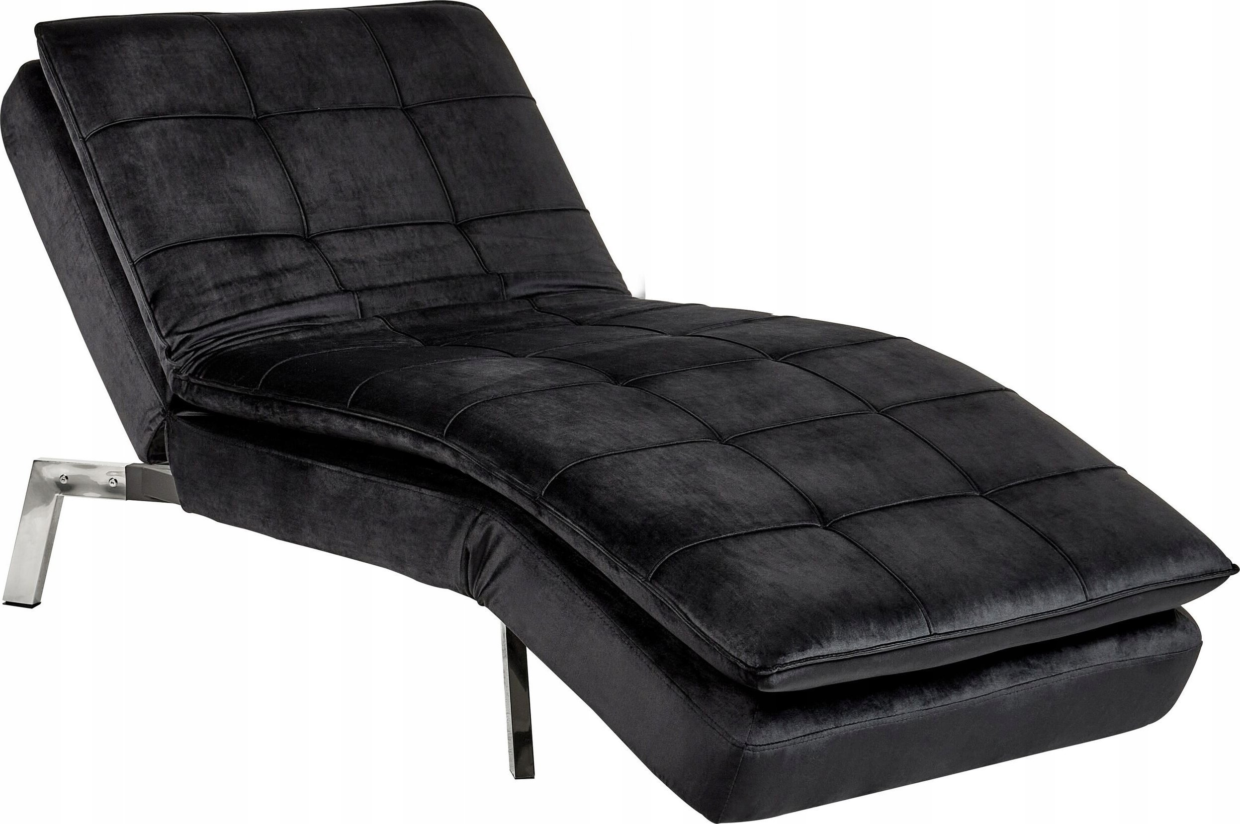 Beliani Szezlong welurowy rozkładany czarny LOIRET