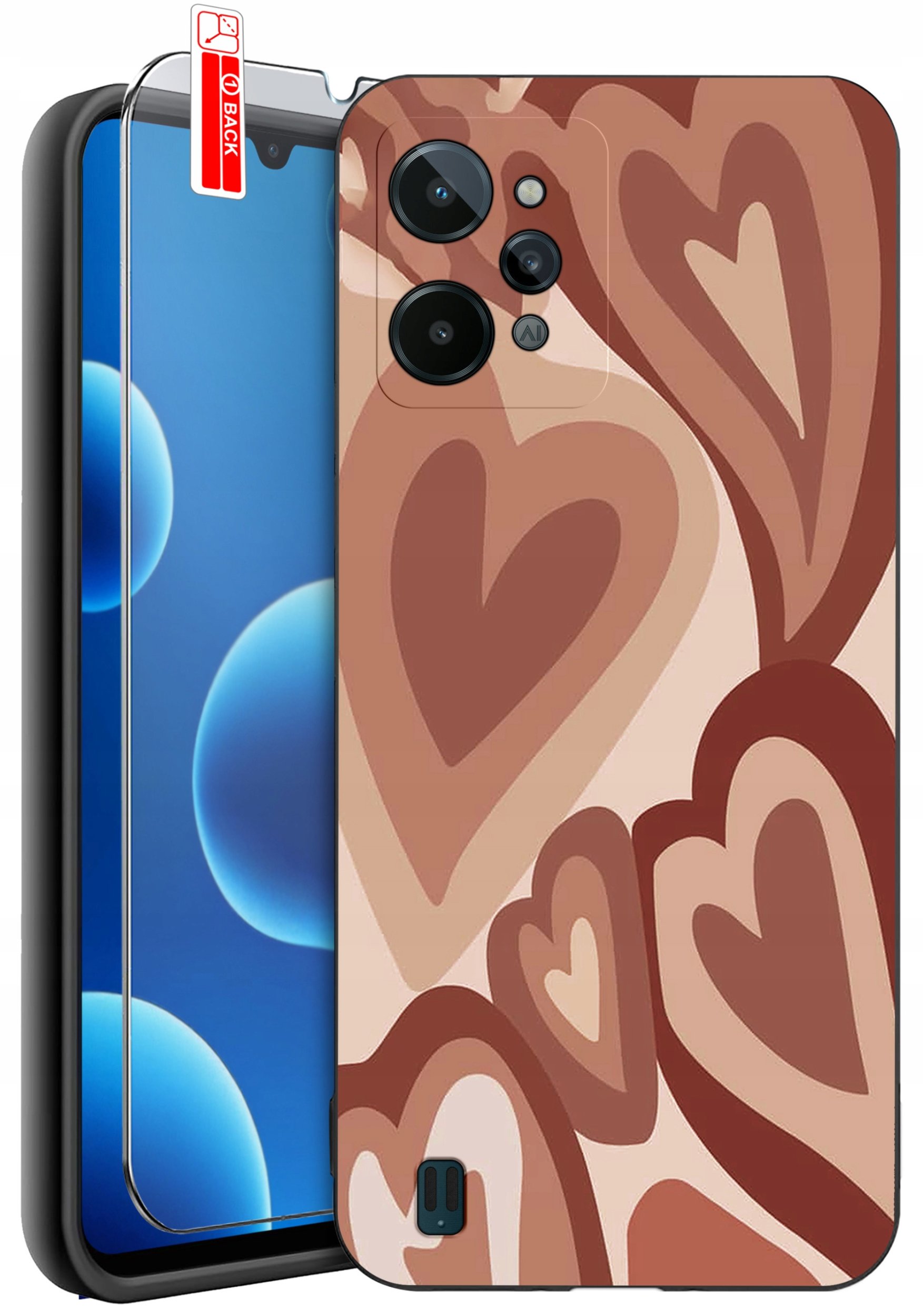 krainaGSM ETUI do Realme C31 | WZORY | SILIKONOWE MATT CASE + SZKŁO 9H