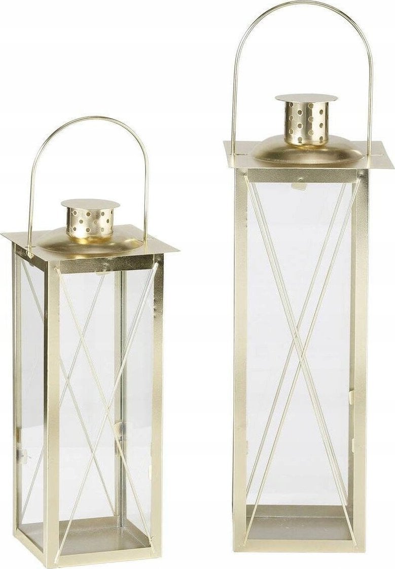 Boltze Złote lampiony FAROL, 2 metalowe latarenki