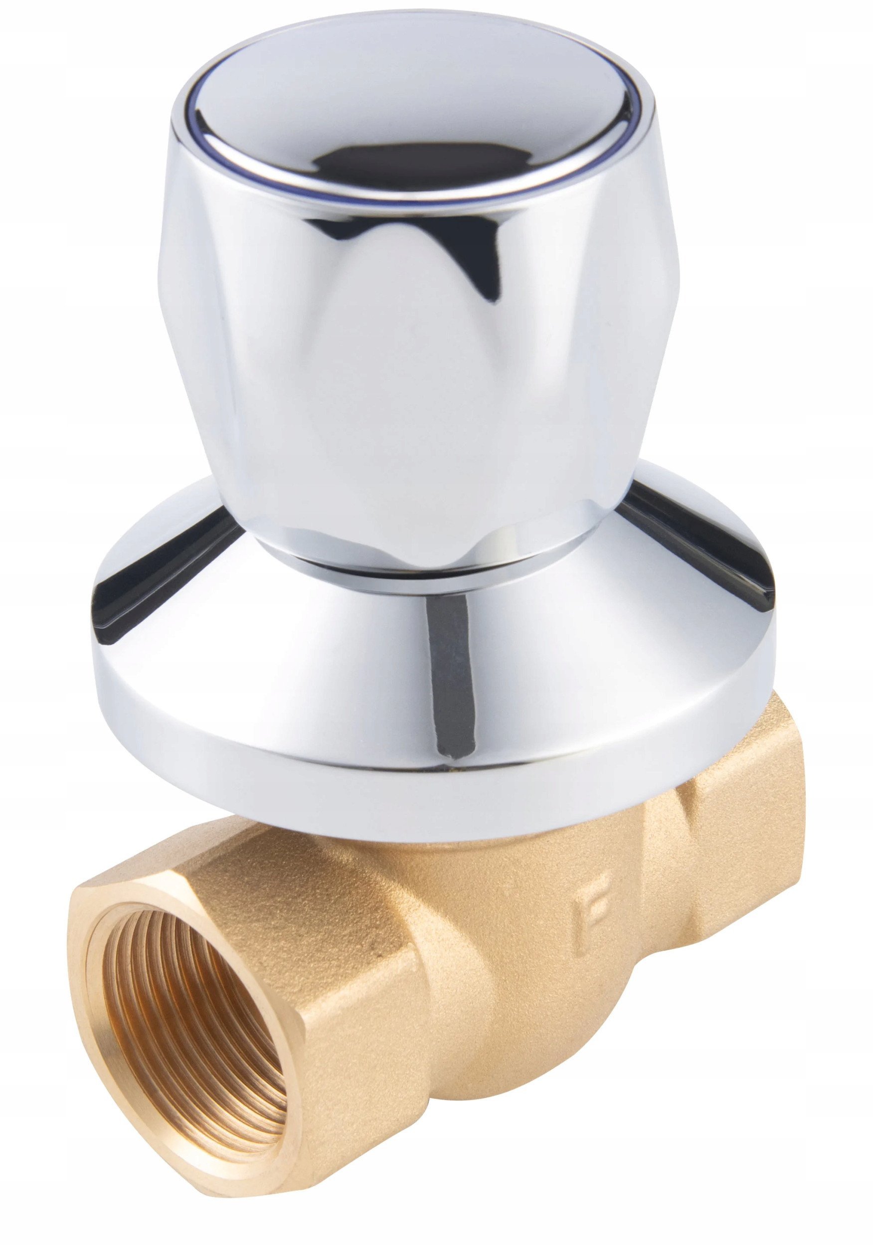 Zawór kulowy podtynkowy, nakrętno-nakrętny z pokrętłem i rozetą, 3/4, F-Power