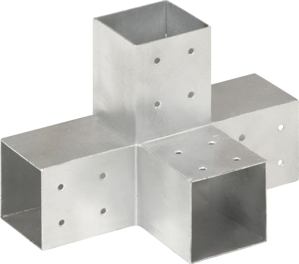 vidaXL Łącznik do słupków w kształcie X, galwanizowany metal, 81x81 mm