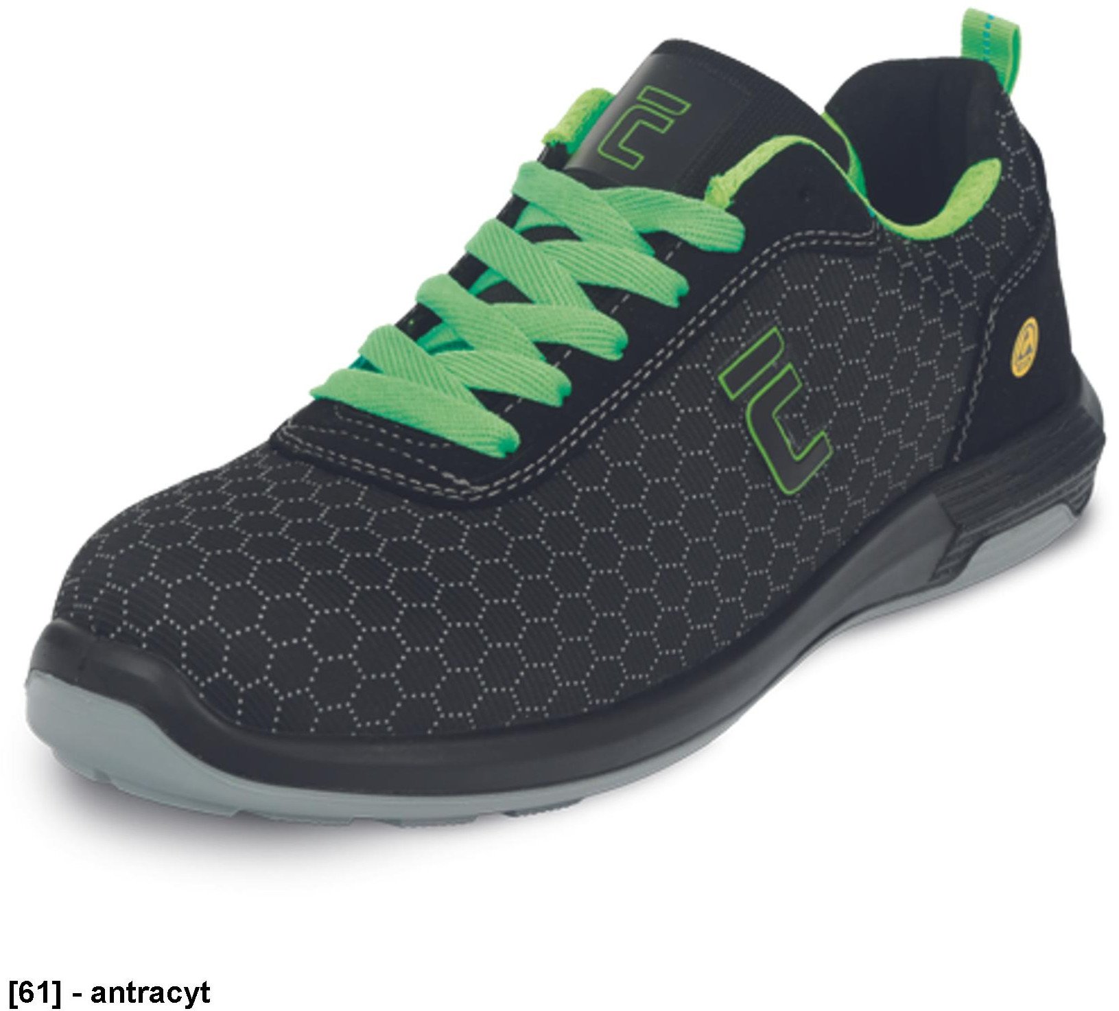 BIBURG MF ESD S3S SR - Półbuty bezpieczne podnosek włókno szklane antyprzebiciowa wkładka podeszwa PU/TPU cholewka PUTEK lepsza oddychalność 46