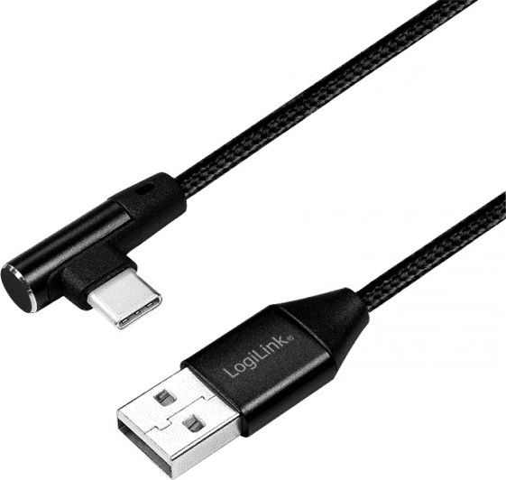 Kabel USB LogiLink USB-A - USB-C 0.3 m Czarny (CU0137)