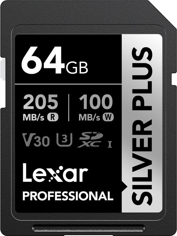 Karta Lexar Professional Silver Plus SDXC 64 GB Class 10 UHS-I/U3 V30 (LSDSIPL064G-BNNNG)