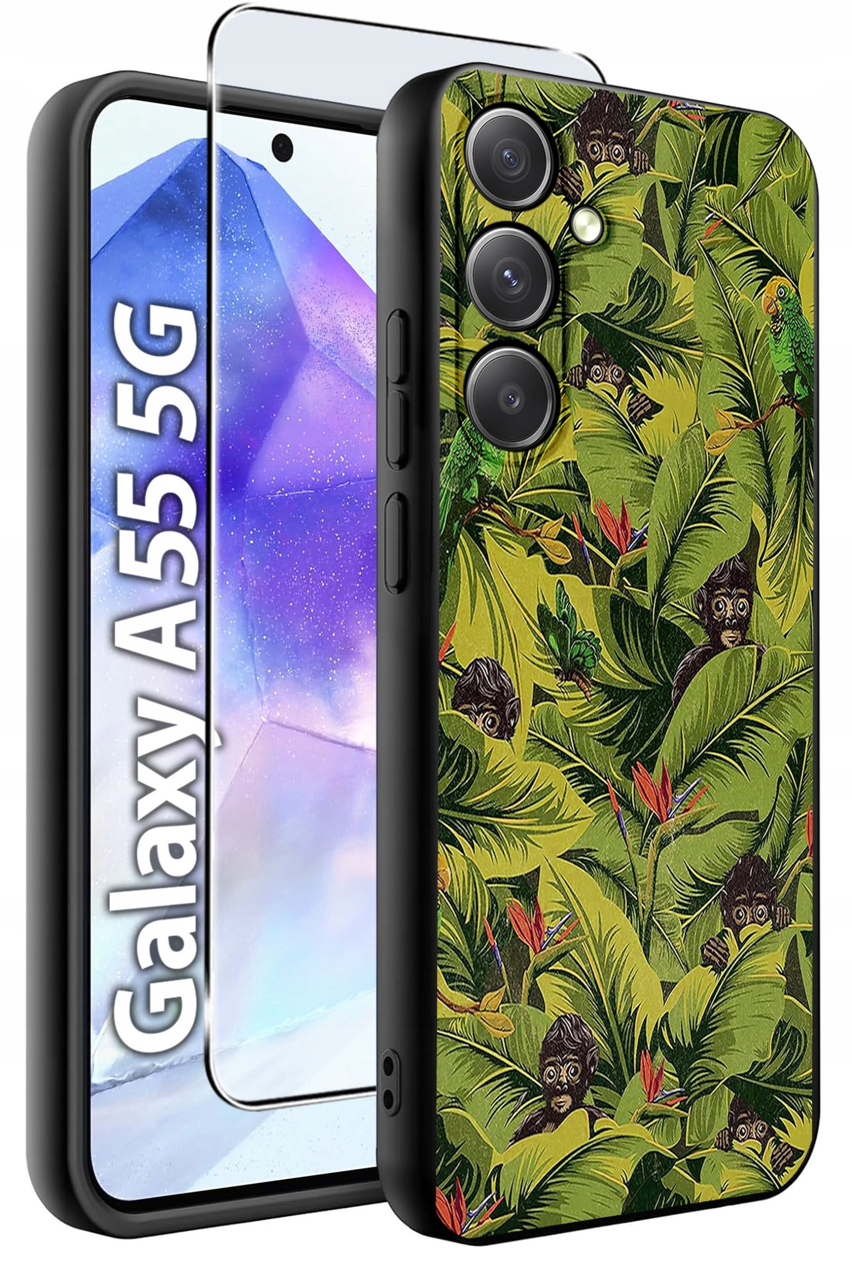 ETUI do Samsung A55 5G WZORY | SILIKONOWE MATT CASE + SZKŁO HARTOWANE 9H