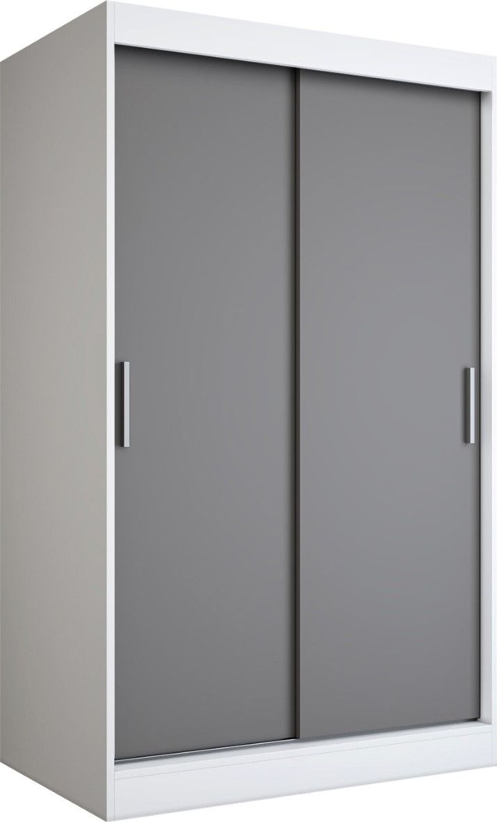 MKPOL Szafa przesuwna MODUO COMFORT 120 biała mat/antracyt gładka