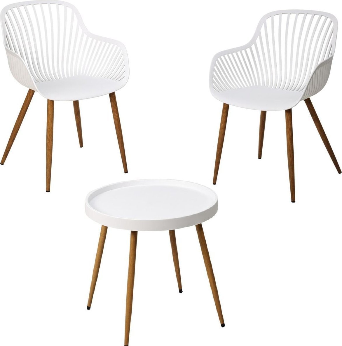 ZESTAW MEBLI BALKONOWYCH STÓŁ I 2 KRZESŁA BIAŁY