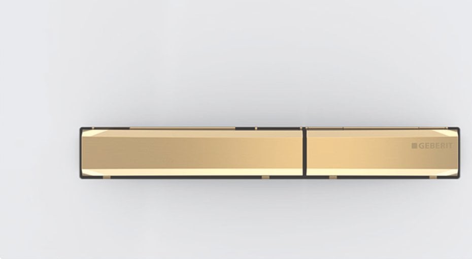 Przycisk spłukujący Geberit Przycisk uruchamiający Geberit Sigma50, przedni, biały, przyciski: mosiądz [1]