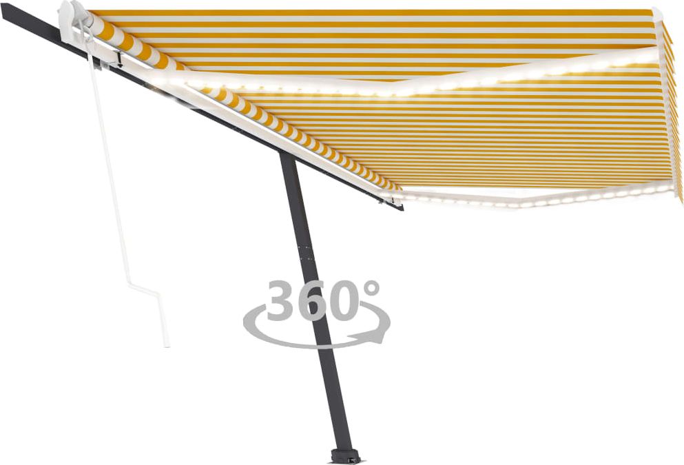 vidaXL Automatycznie zwijana markiza, LED i czujnik wiatru, 500x300 cm