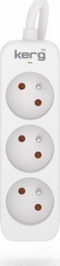 Kerg Przedłużacz KERG bez wyłącznika-3 gniazda-biało-szary-3m-10A-H05VV-F-3x1,0mm2